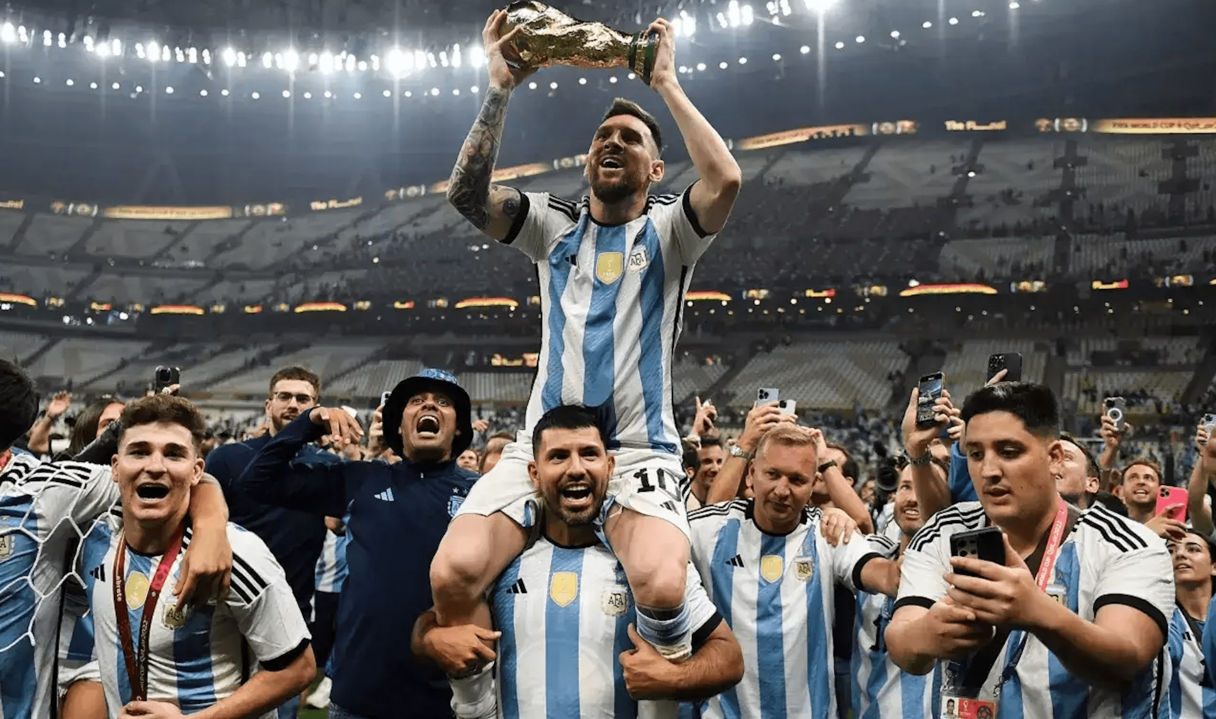 Argentina is celebrating a victory on a FIFA World Cup
