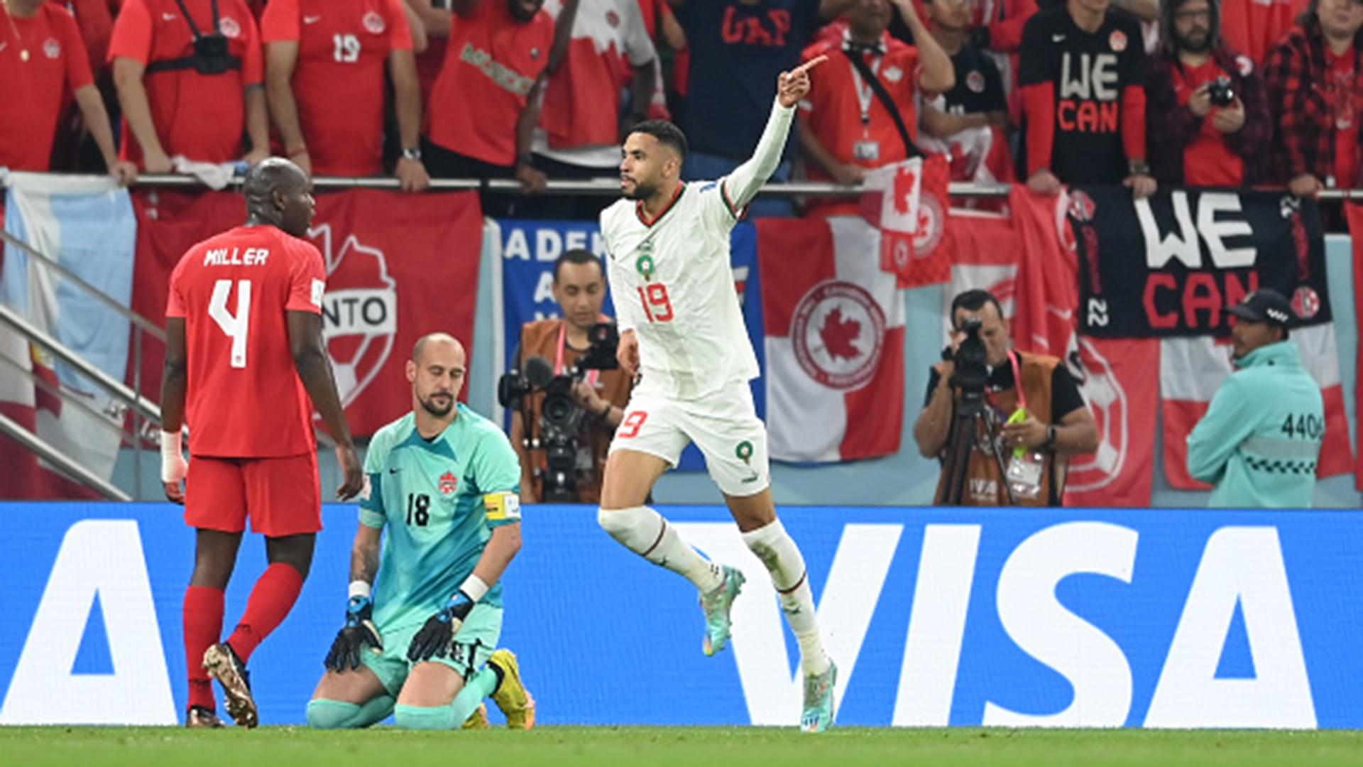 En-Nesyri is celebrating his goal on World Cup