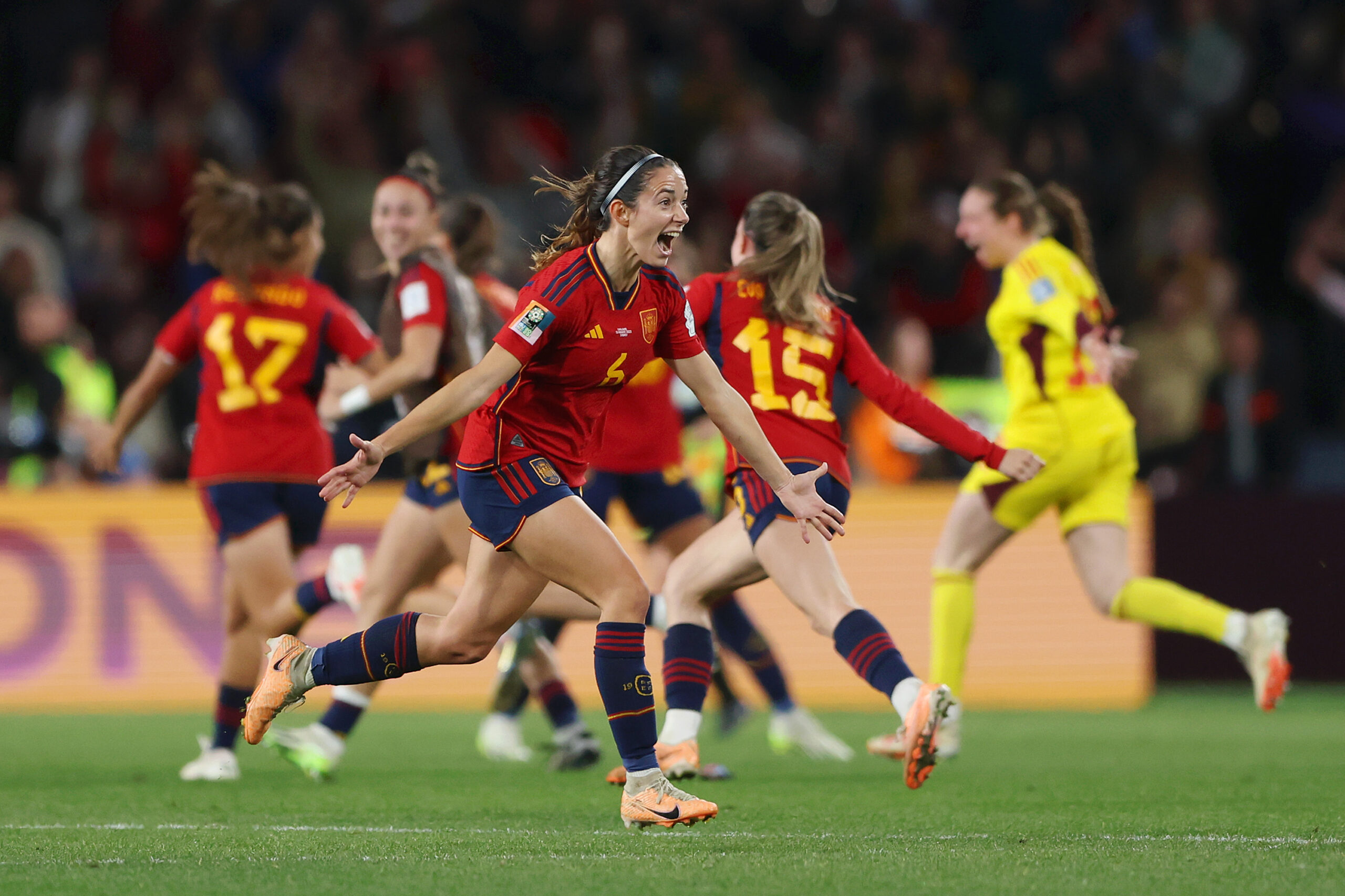 Aitana Bonmatí is celebrating the victory at the World Cup with Spain national team