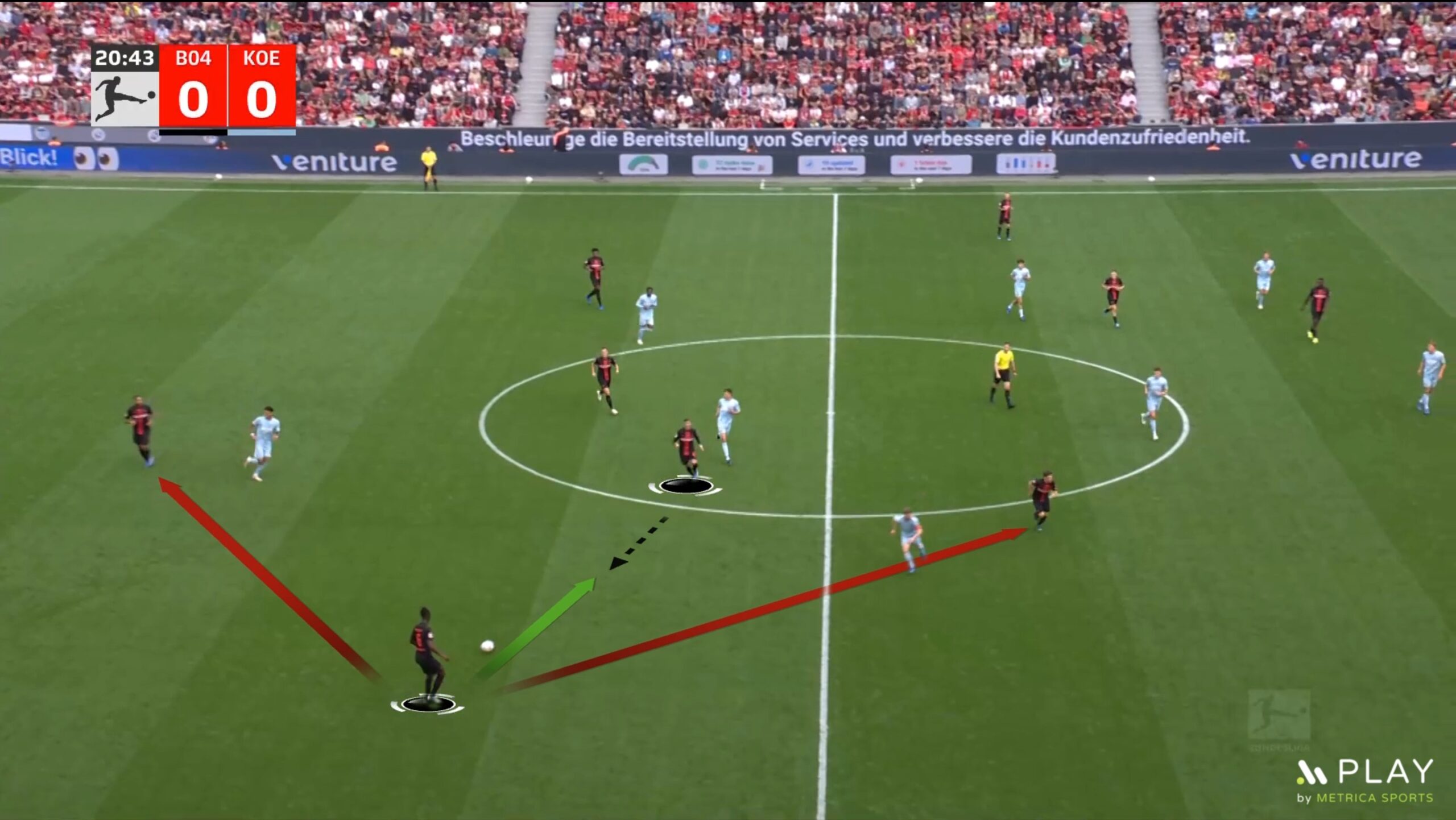 Key Concepts for Good Ball Circulation. Emergency Support. Palacios (Bayer Leverkusen, Midfielder) understands that his teammate is being pressed and has no clear passing options, so he goes fast to provide an emergency support and help the play progress.